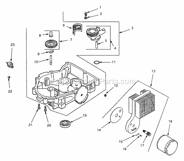 20hp Oil Pan And Lubrication Diagram and Parts List for Z54 53AC385K100 Cub Cadet Lawn Mower